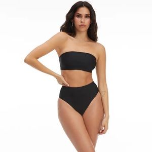 NWOT Good Waist Reversible Good Shine Bikini Bottoms-black and green